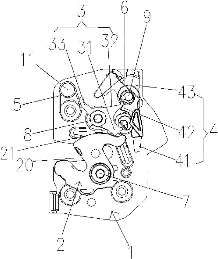 Double-pawl automobile door clock mechanism