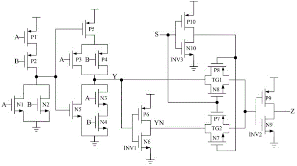 Circuit capable of realizing multiplexing of exclusive-OR gate or XNOR gate