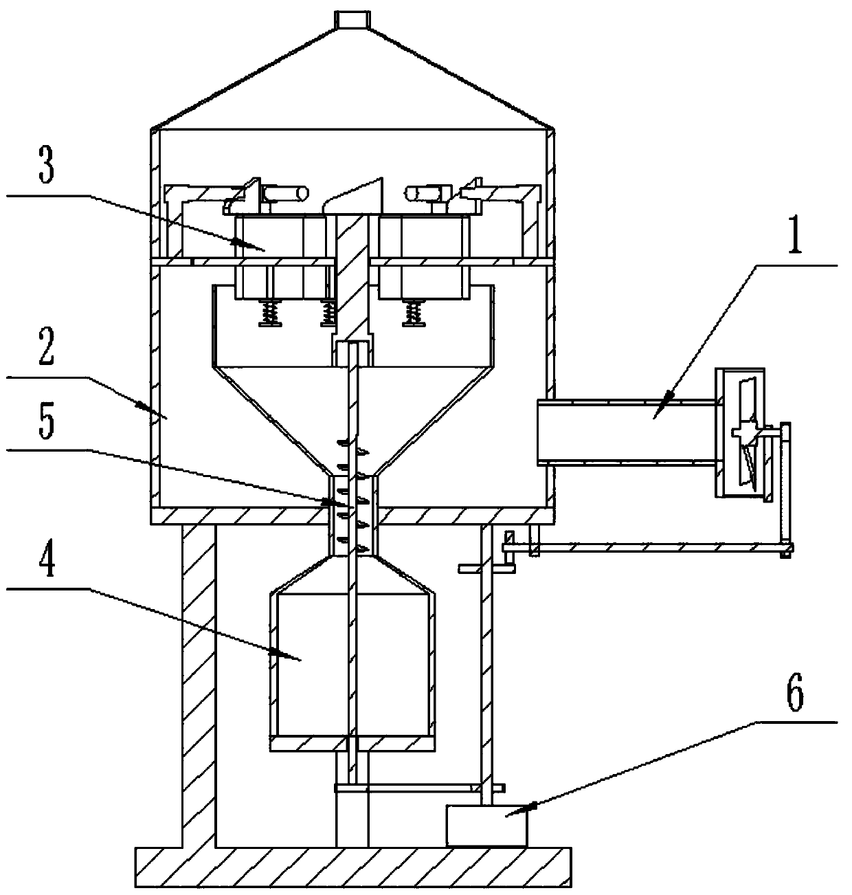 Dust recycling device for industrial waste gas treatment