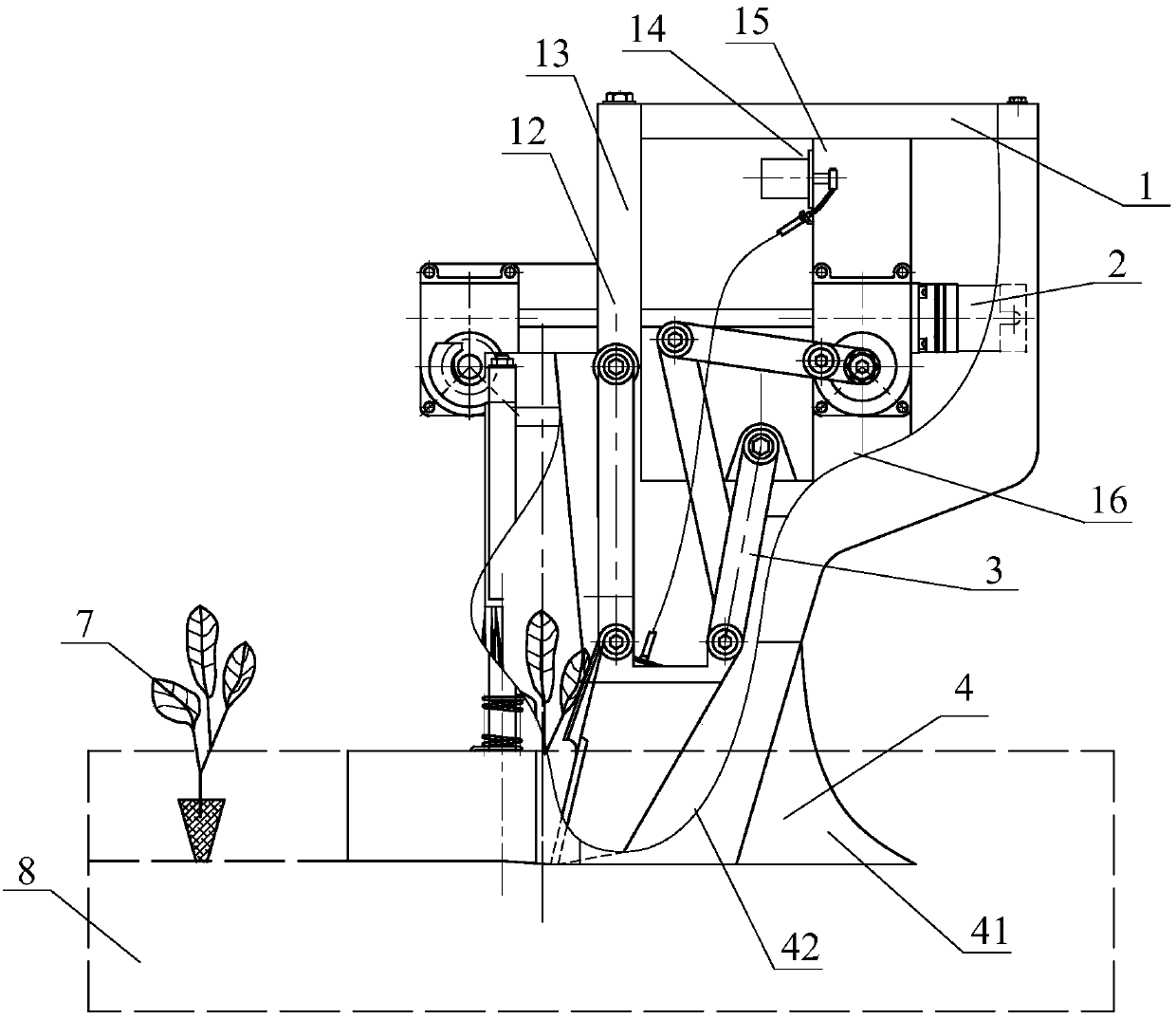 Double-row parallel asynchronous high-speed transplanting method for rape pot seedlings