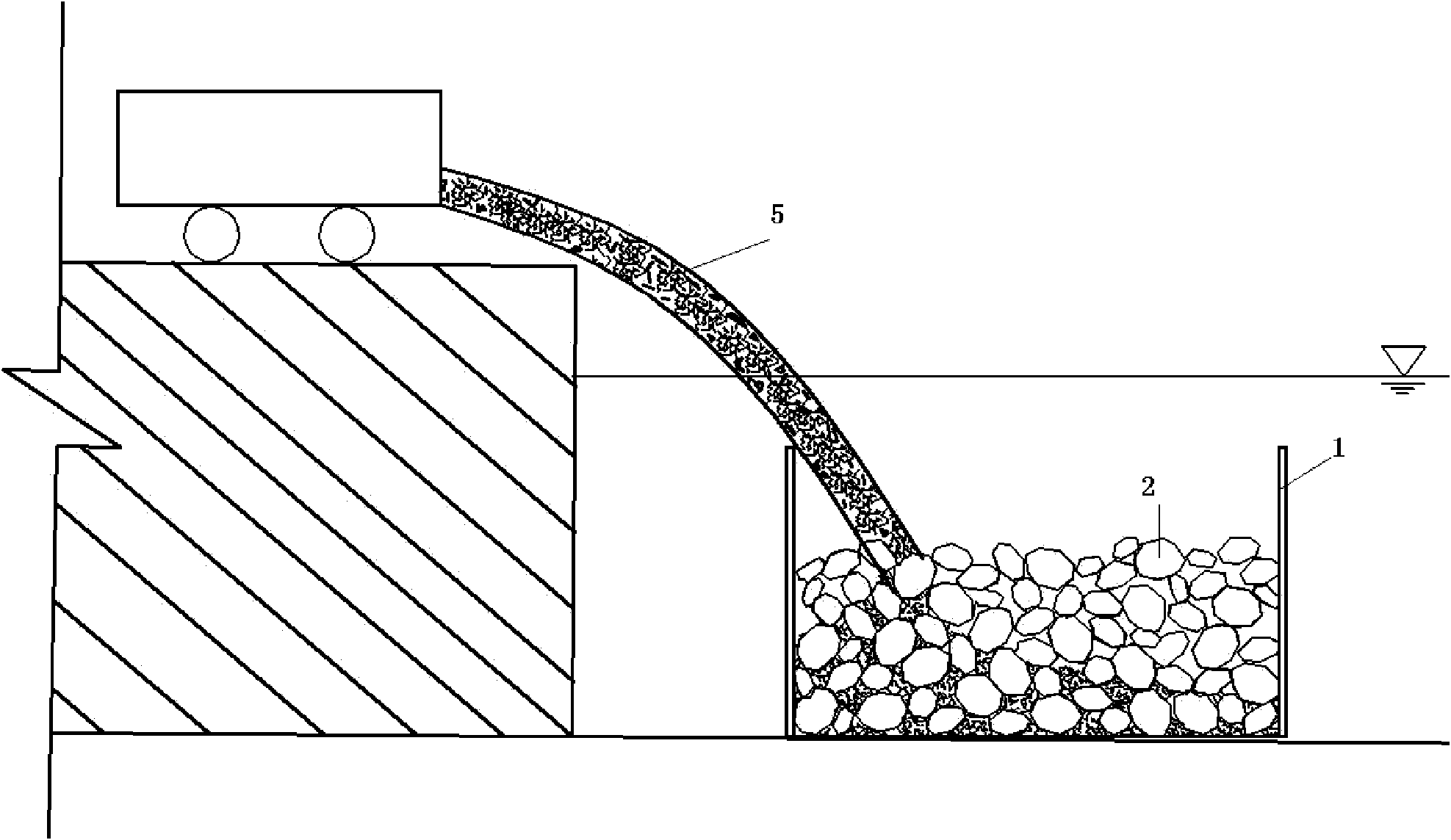Construction method of underwater rockfill concrete