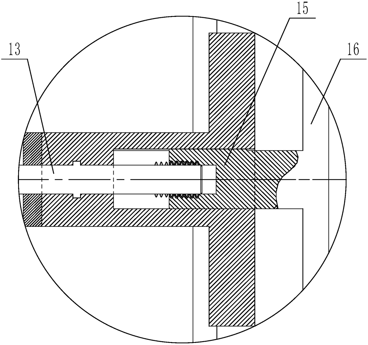 A feeding structure for steel pipe flaw detection
