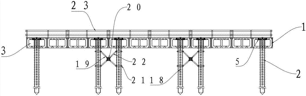 Overwater bearing construction platform and installation method thereof