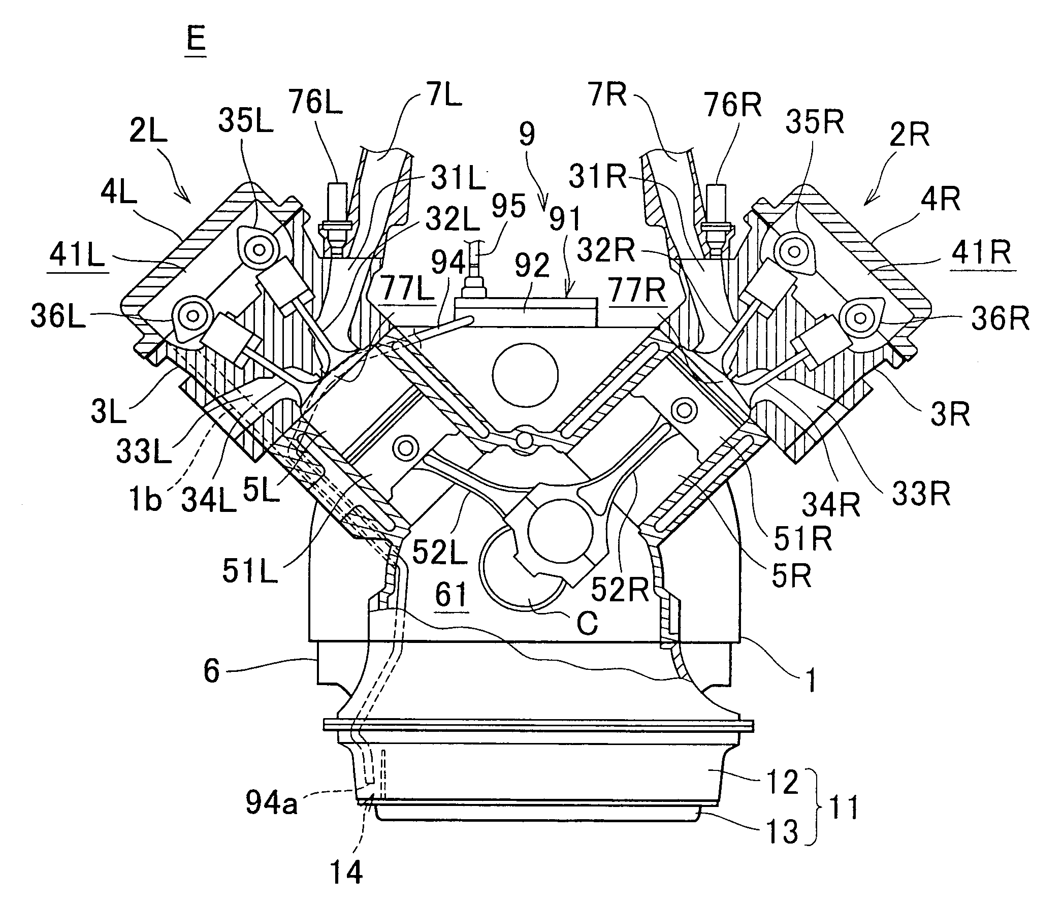 Oil return structure for internal combustion engine