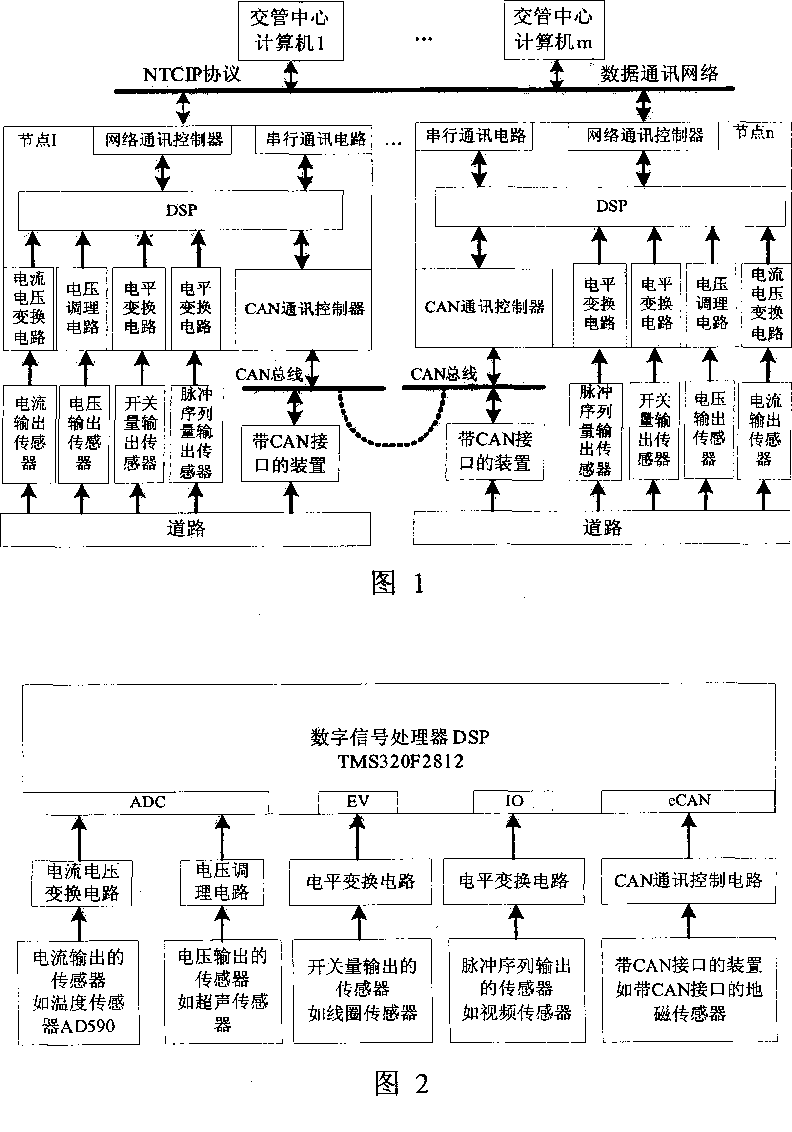 Road traffic information acquisition sensor network node device and data transmission method thereof