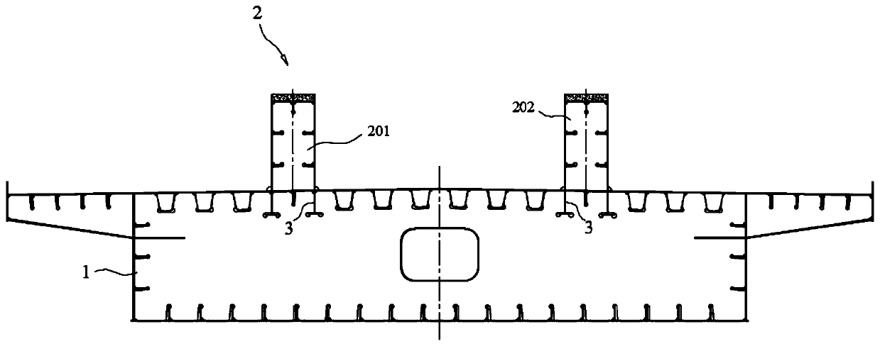 Long-span combined bridge structure of straddle type monorail and arranging method thereof in curve section