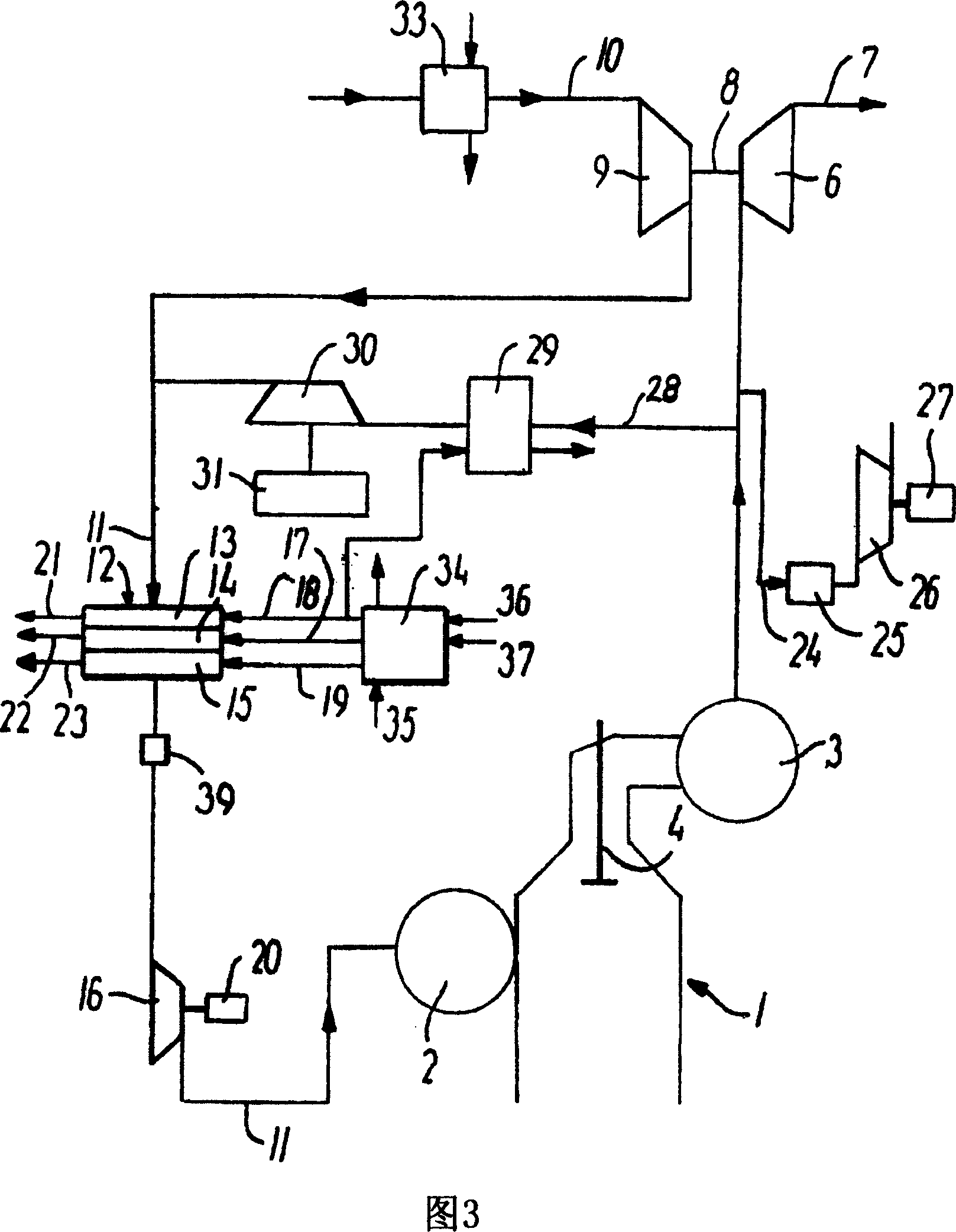Large internal combustion engine with supercharger