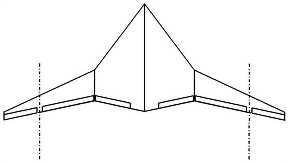Flying wing layout wide-speed-domain pneumatic operation stability characteristic structure