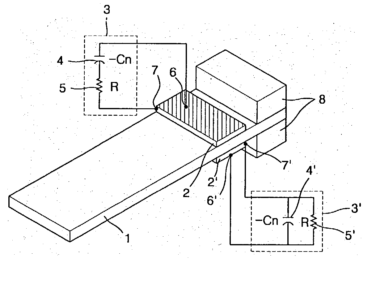 Multi-mode vibration damping device and method using negative capacitance shunt circuits