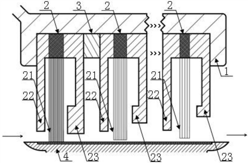 A multi-stage brush seal with differential structure at various levels