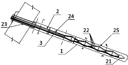 Prestressed anchor cable structure and one-time grouting construction method of prestressed anchor cable