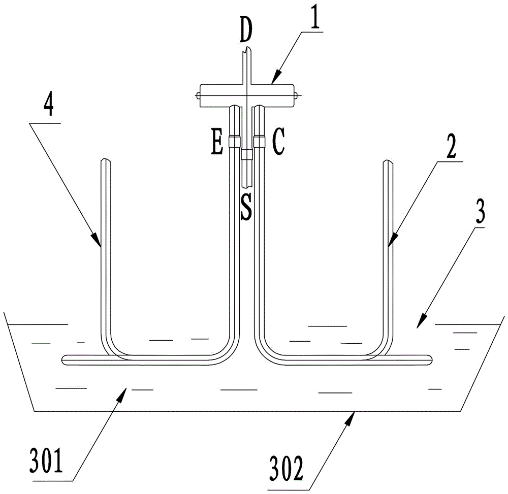 A four-way valve assembly device used in an air conditioner