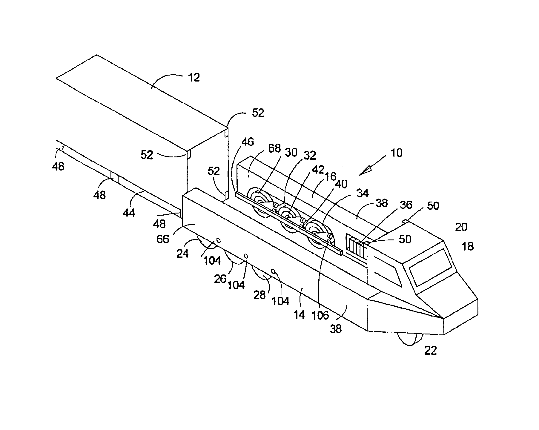 Self-loading vehicle for shipping containers
