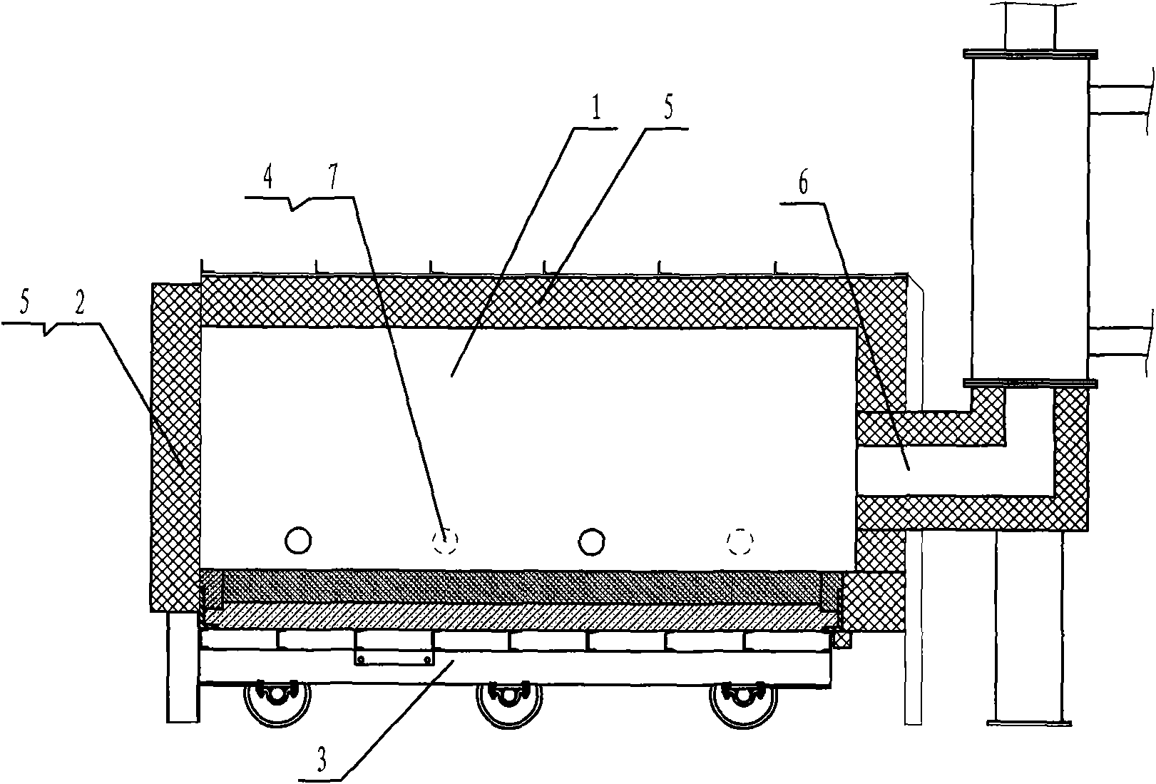 Bogie hearth furnace capable of automatically evening temperature