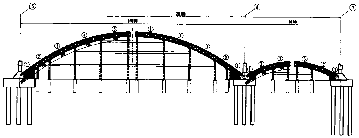 A kind of construction method of steel curved arch bridge