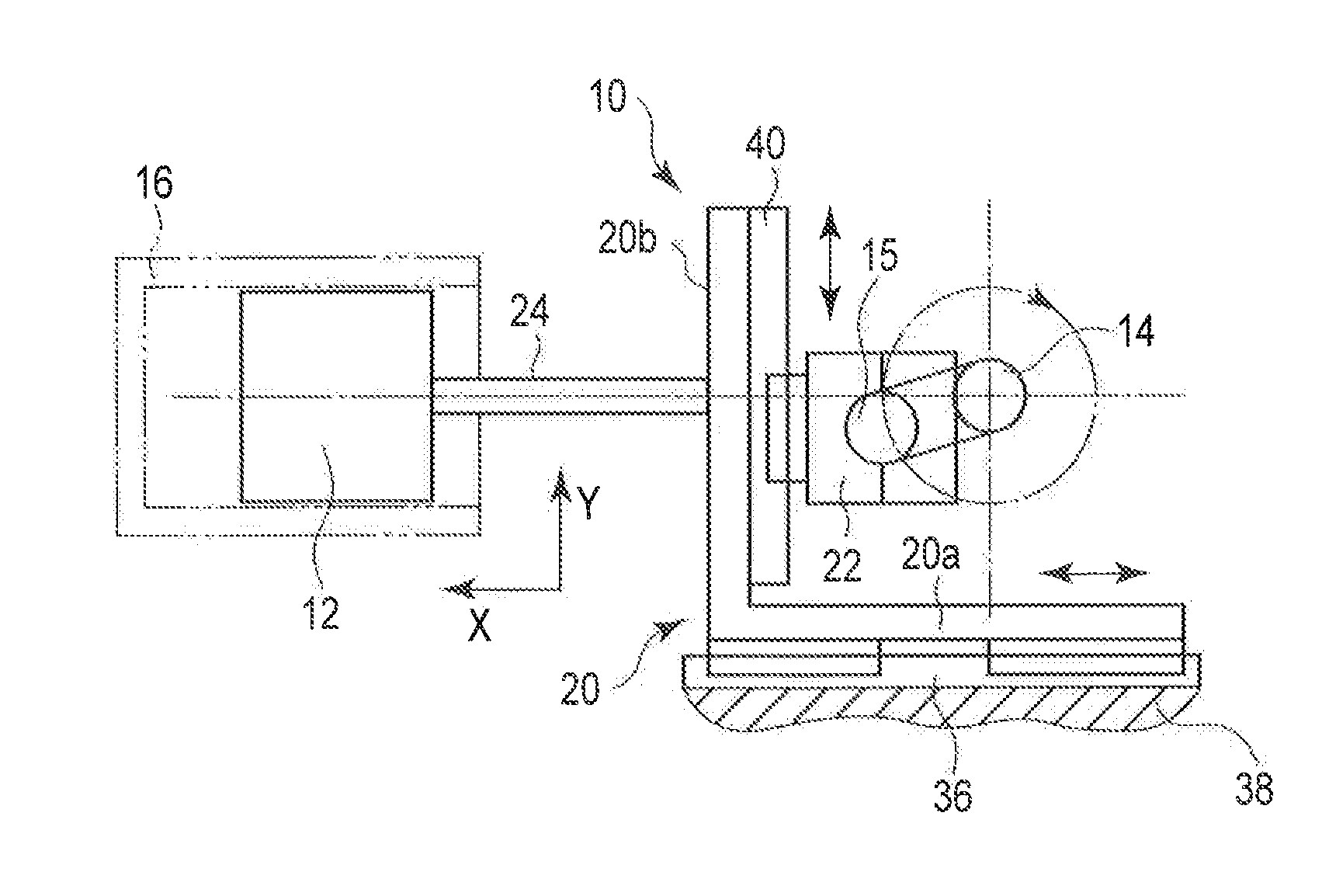 Xy separate crank mechanism and driving device provided therewith