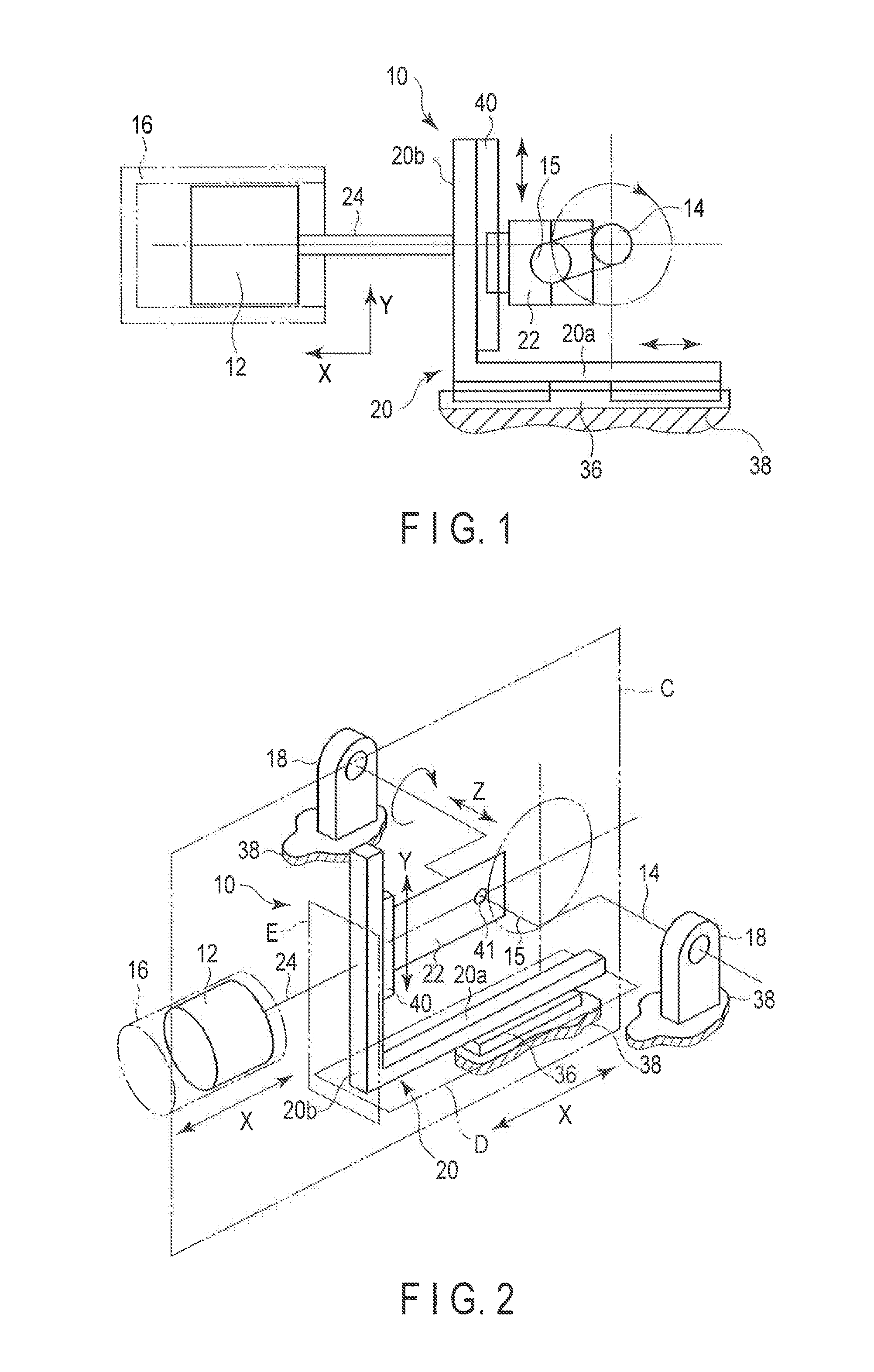 Xy separate crank mechanism and driving device provided therewith