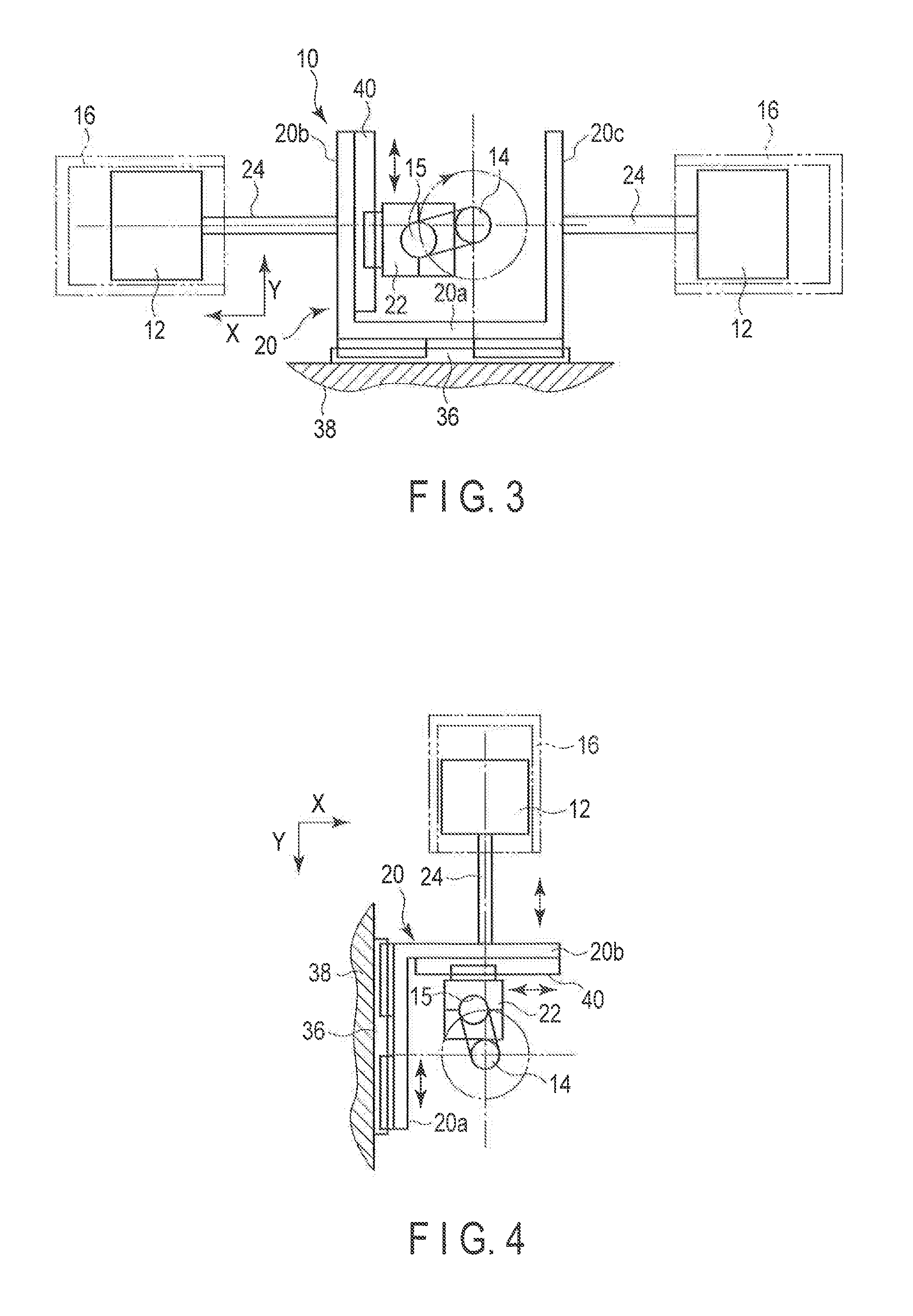 Xy separate crank mechanism and driving device provided therewith