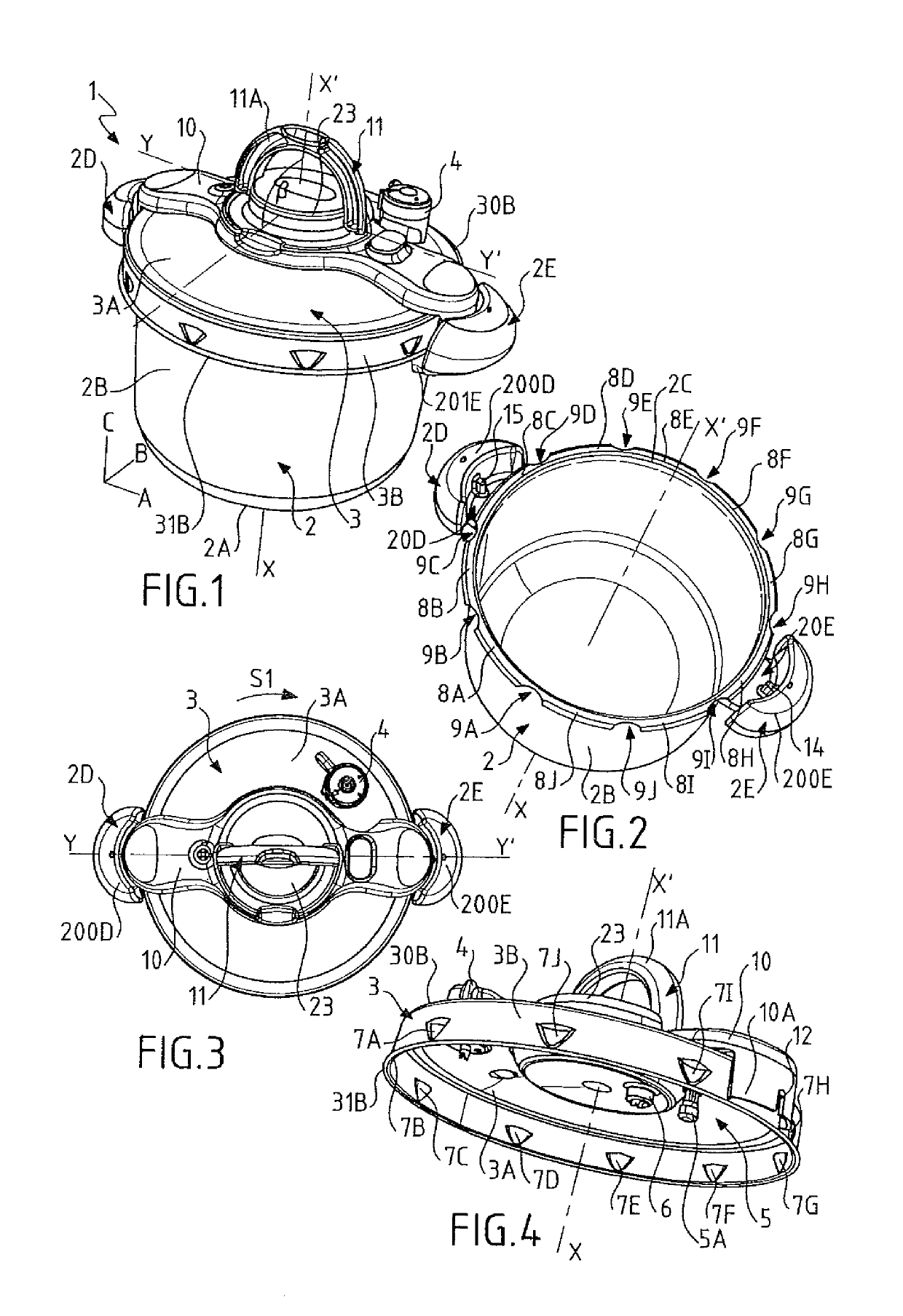 Bayonet-fitting pressure cooker provided with a vessel handle