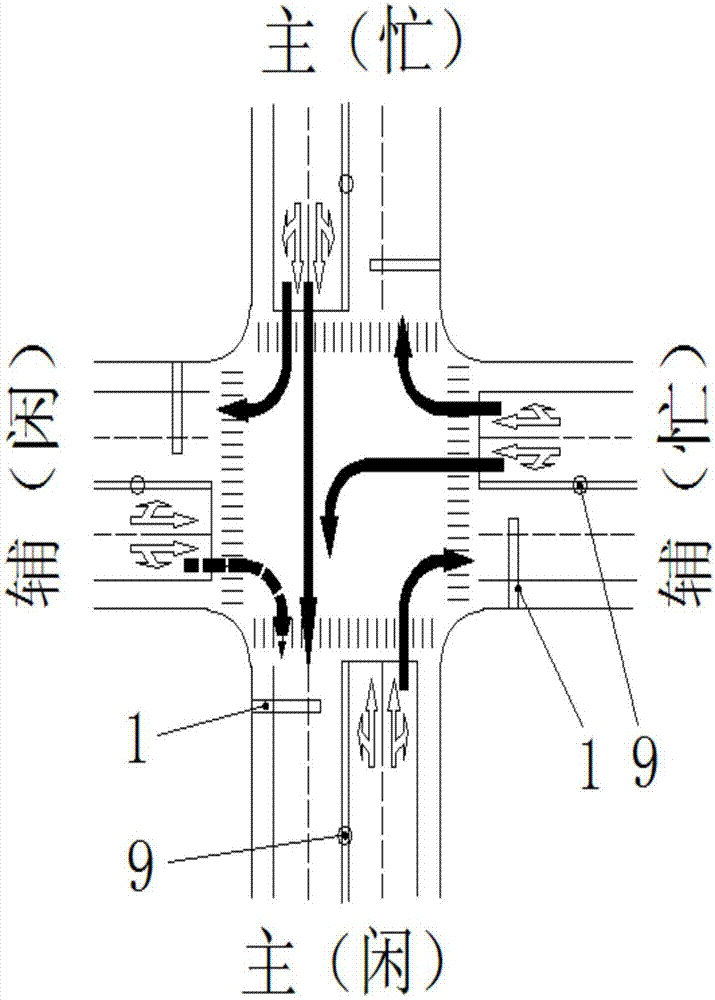 Intelligent crossing traffic light traffic shunting and dispersion system