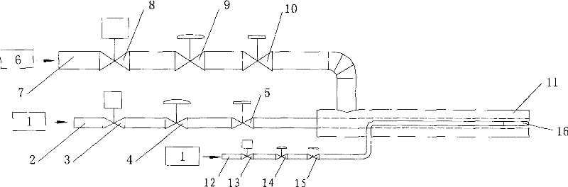 Fuel step adding apparatus of glass melter total oxygen combustion