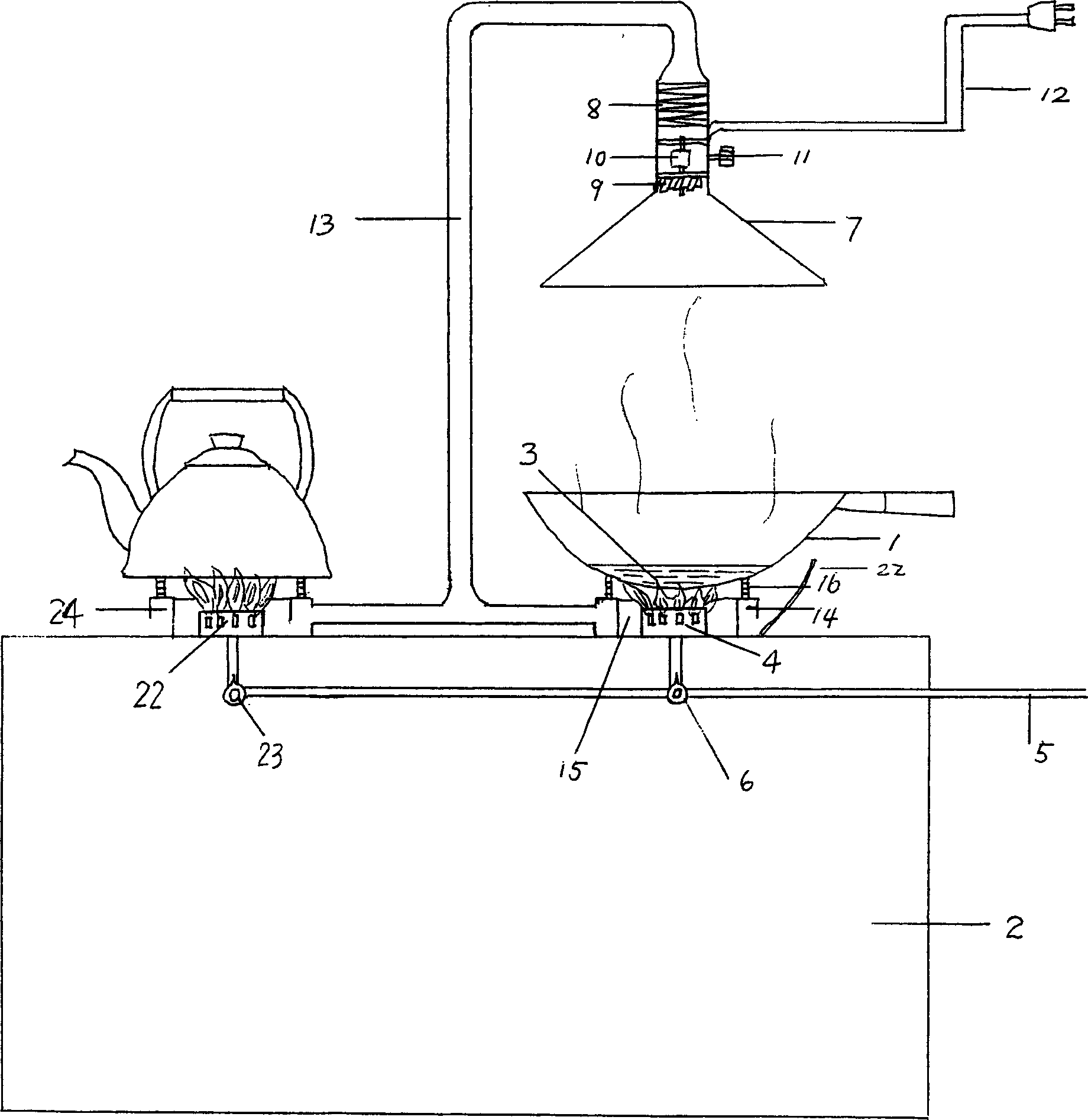 Apparatus and method for treating cooking fume, peculiar small gas and other harmful substance