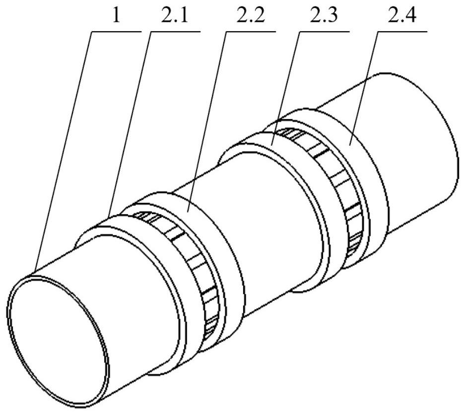 Combined cylinder sleeve of opposed piston two-stroke engine