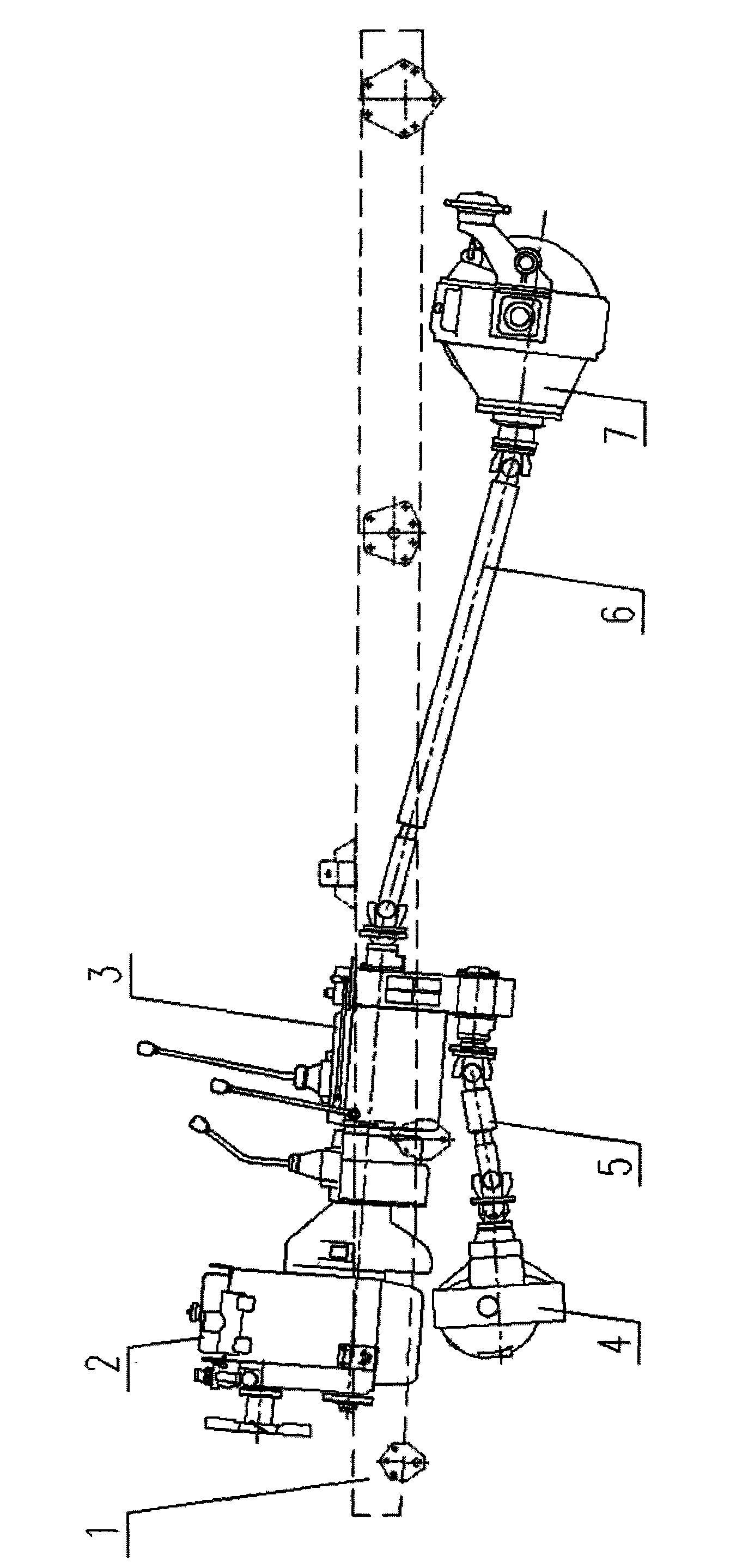 Front and back driving force output structure of automobile tractor without independent transfer case