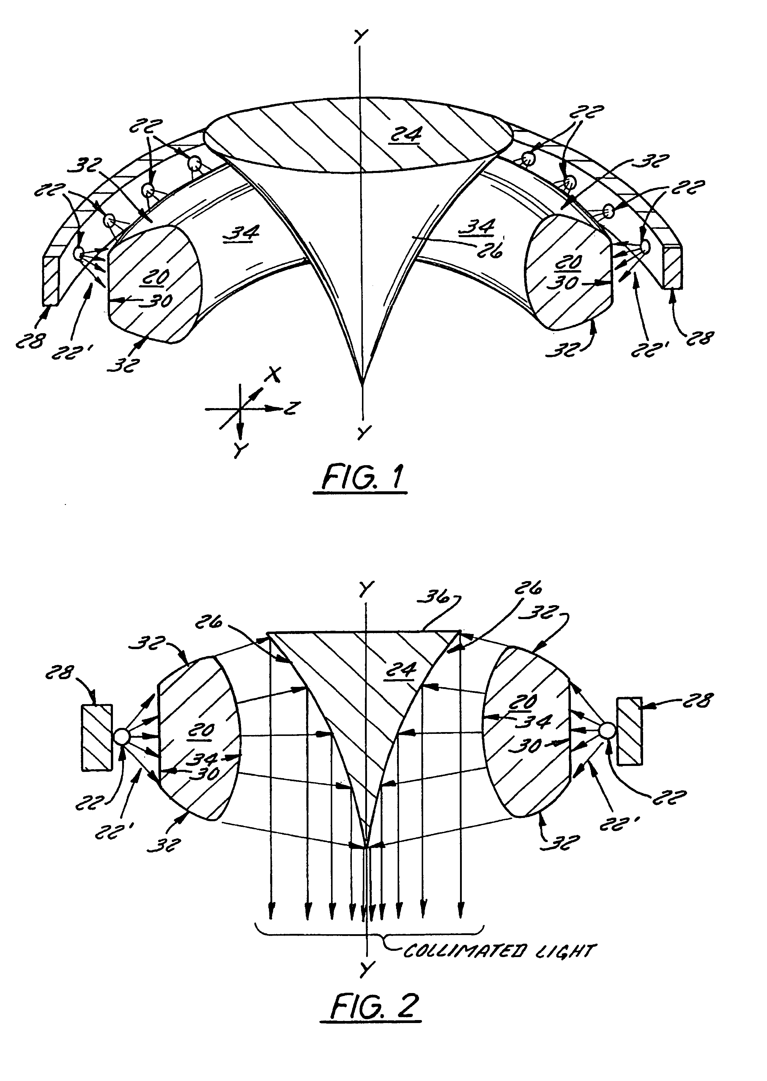 Multiple source collimated beam luminaire