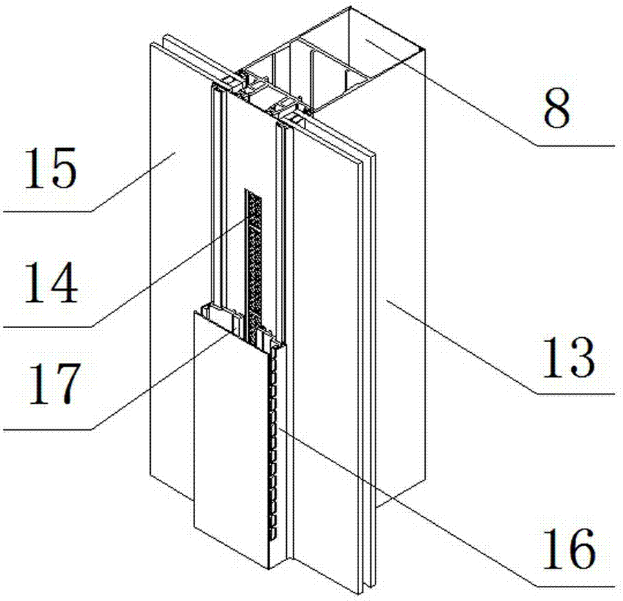 Vertical keel integrated power ventilation exposed frame curtain wall