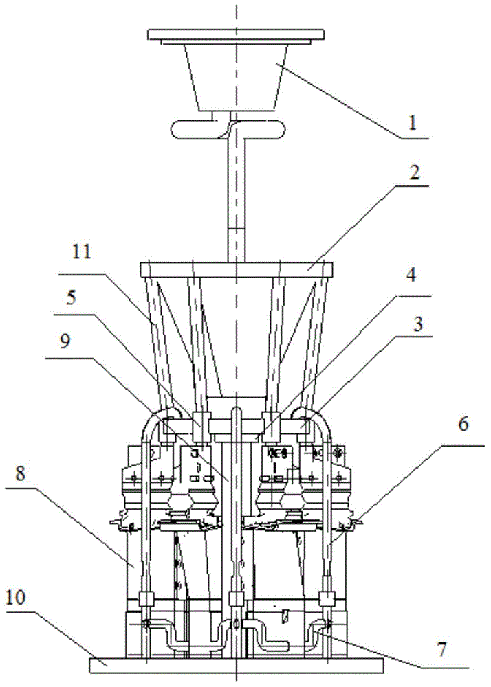 Double-buffering casting system for directional hollow turbine work blade
