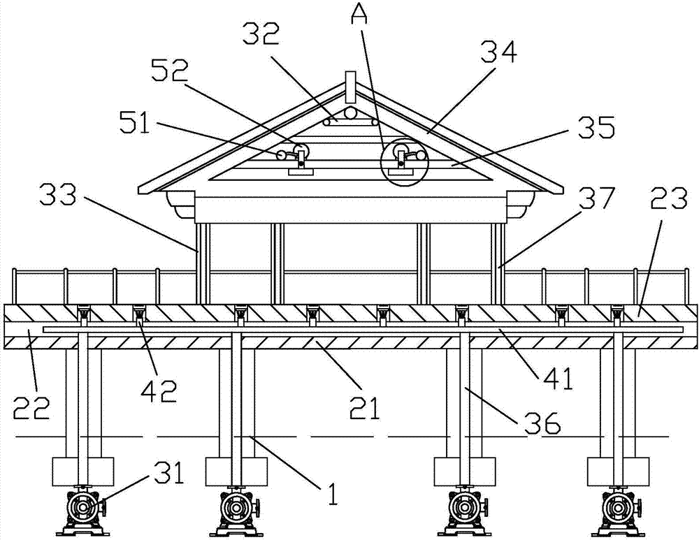 Fire extinguishing system for historic building gallery bridge and construction method of fire extinguishing system