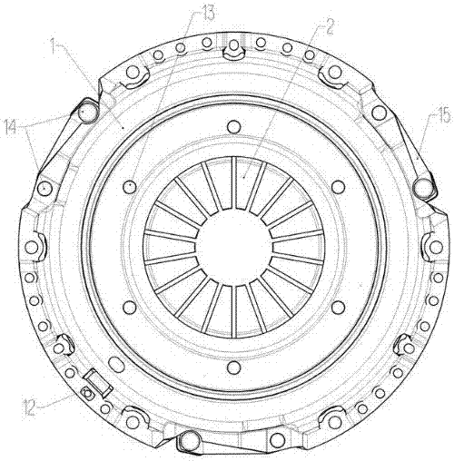 Self-adjusting clutch cover assembly