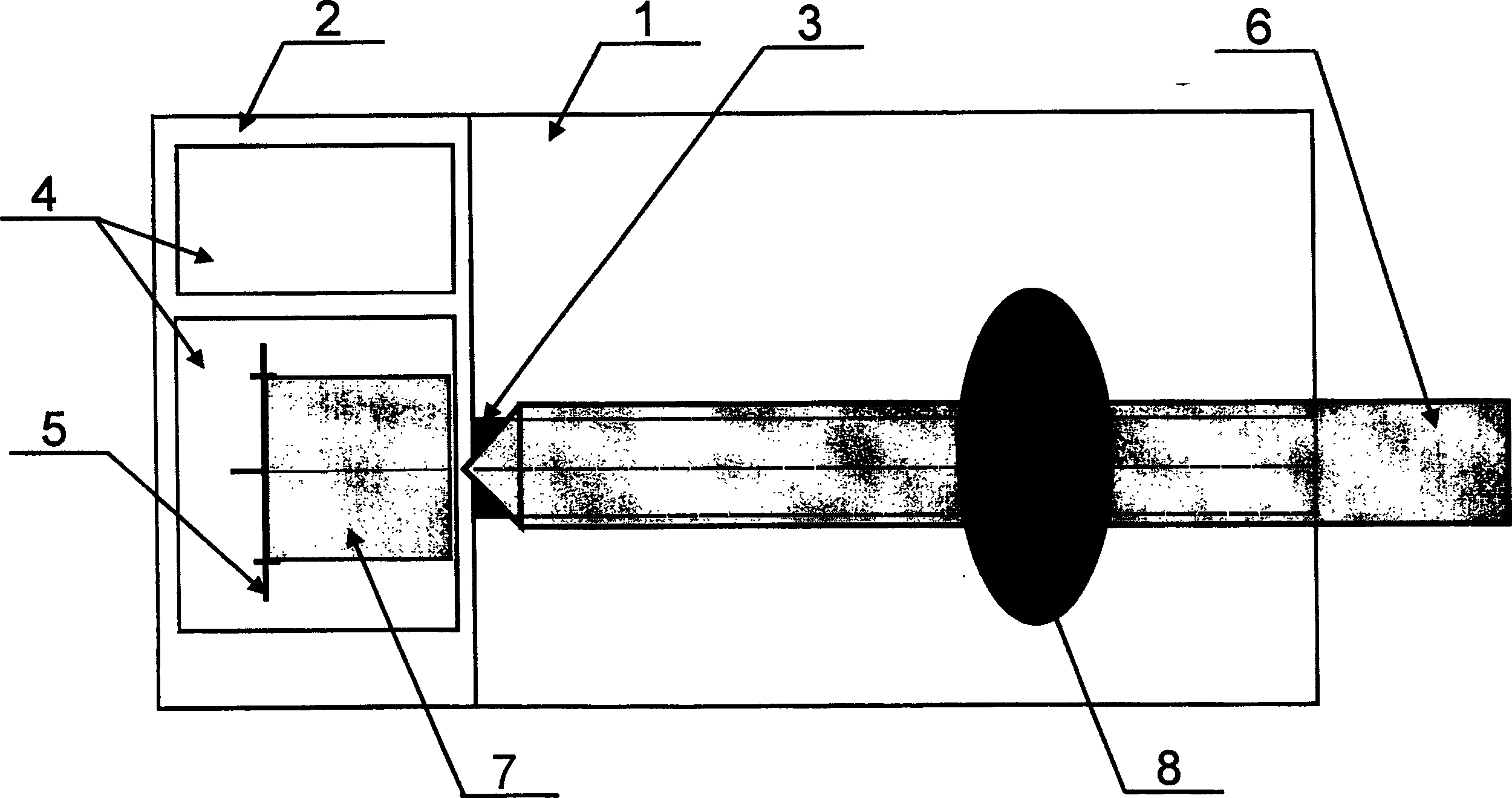 Semiconductor laser V shaped groove fixed optical fiber coaxial device