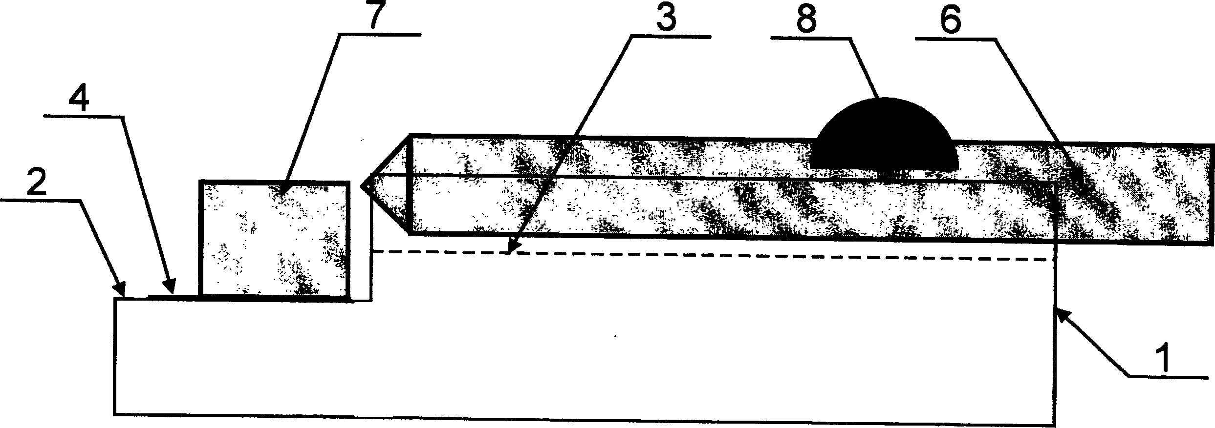 Semiconductor laser V shaped groove fixed optical fiber coaxial device