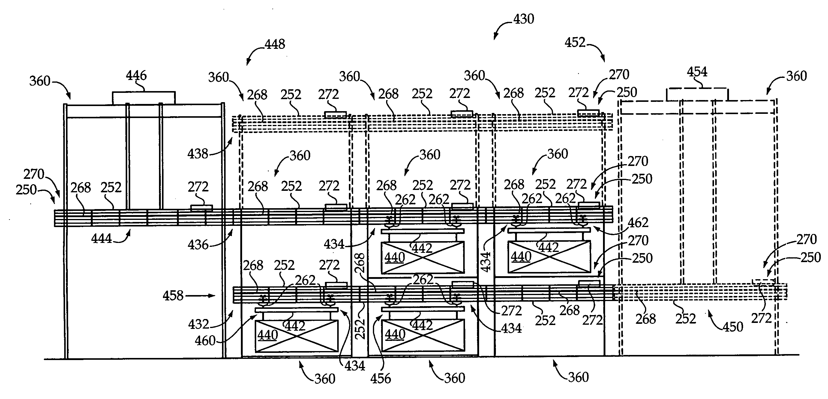Mobile module for transportating a carrier from a first modular line to second modular line