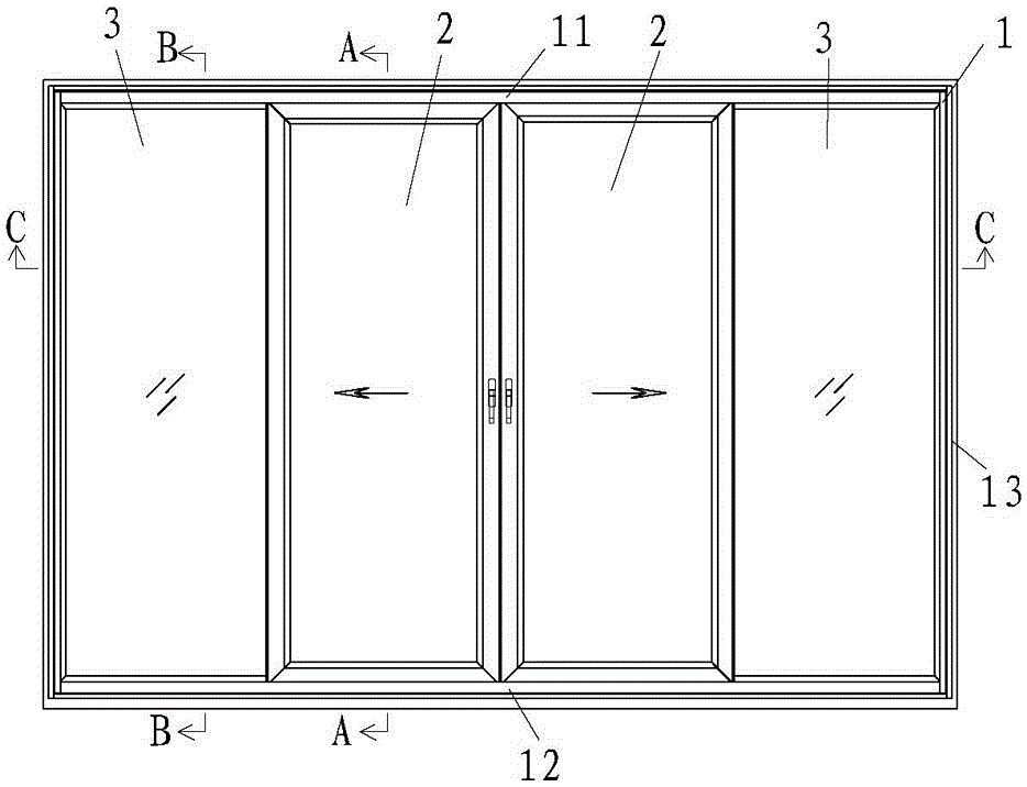 Four-leaf sliding door