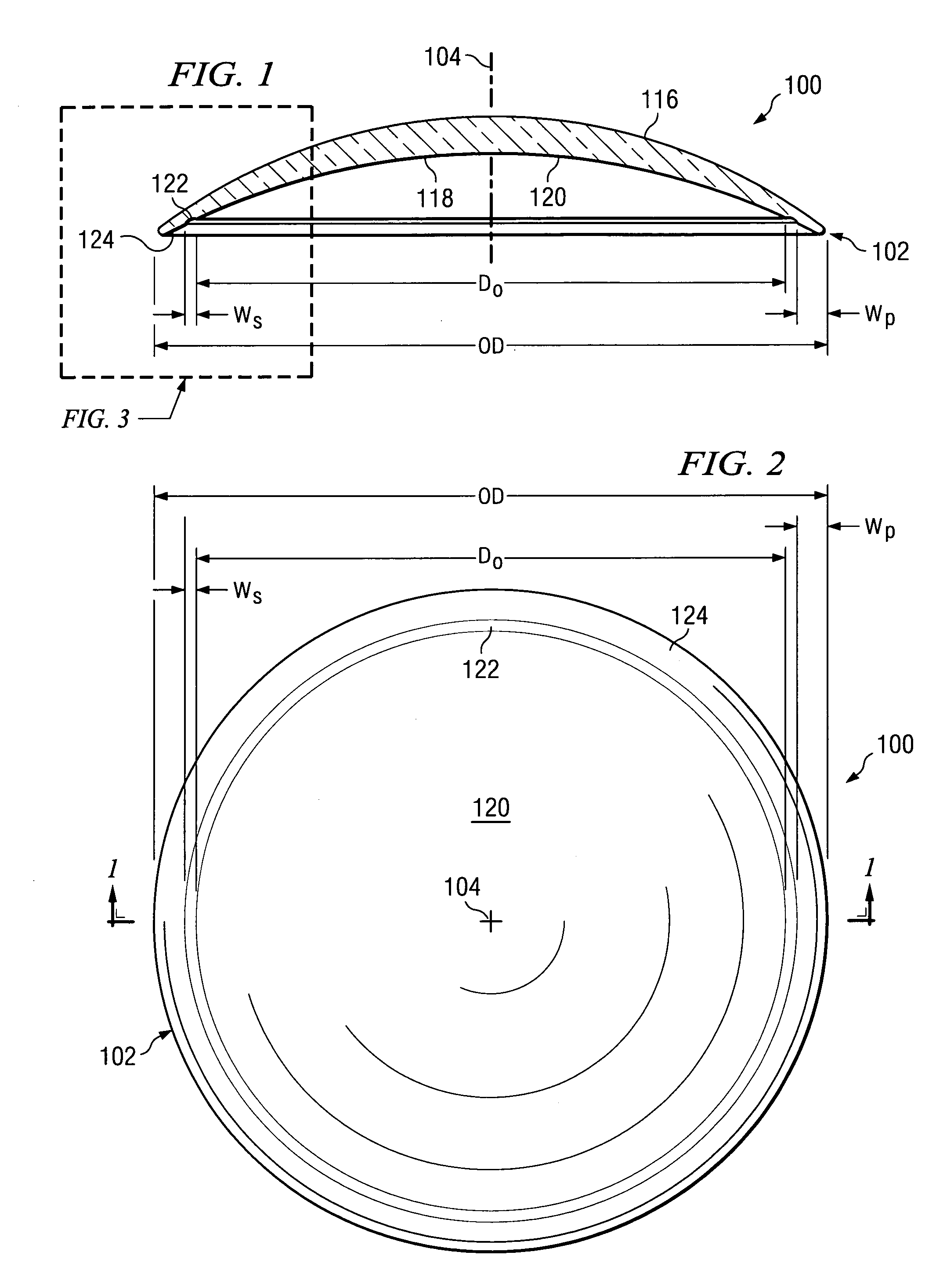 Rigid gas permeable contact lens with 3-part curvature