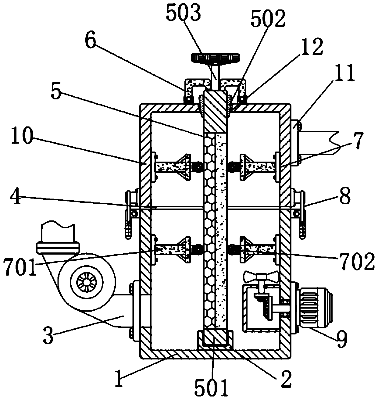 Setting machine flue gas treatment device