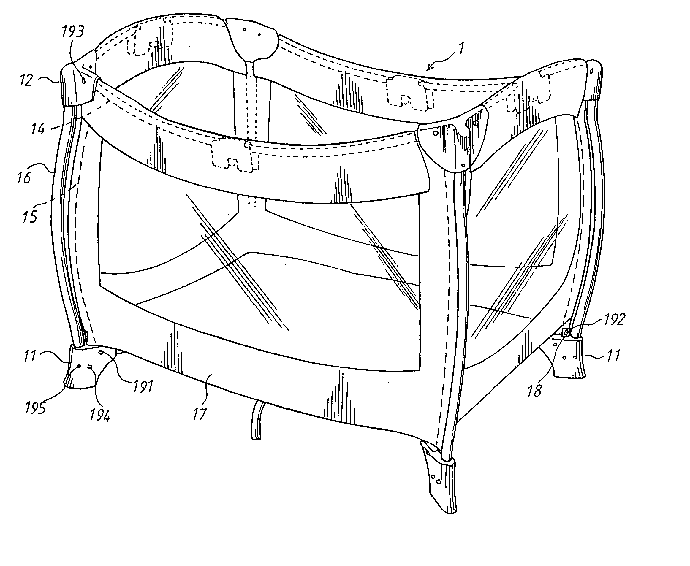 Playpen with double columns at each corner