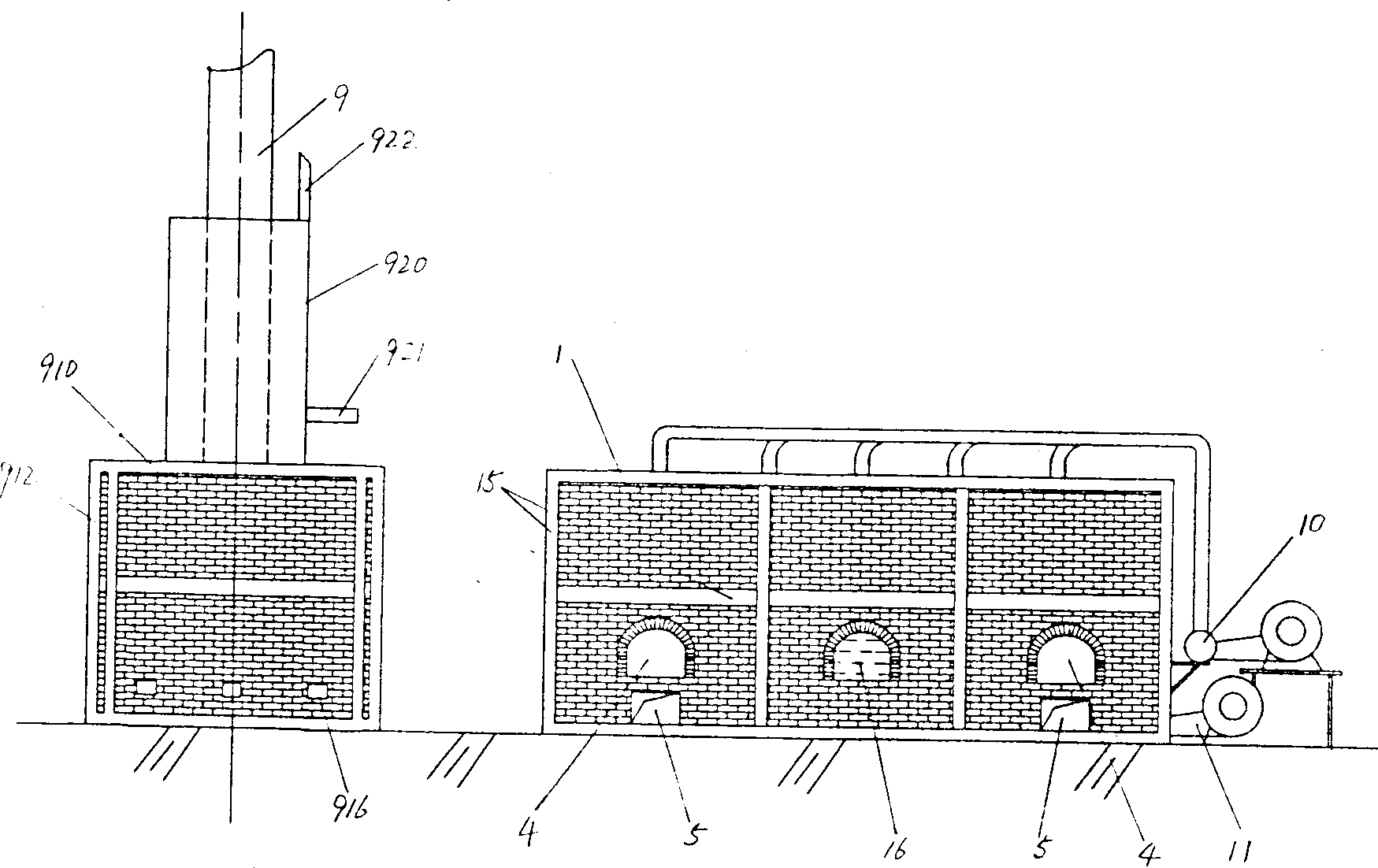Heating furnace with double burning chamber for forging