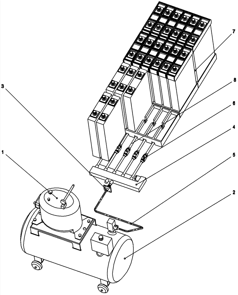 Forced air cooling system for large assembled lithium ion battery