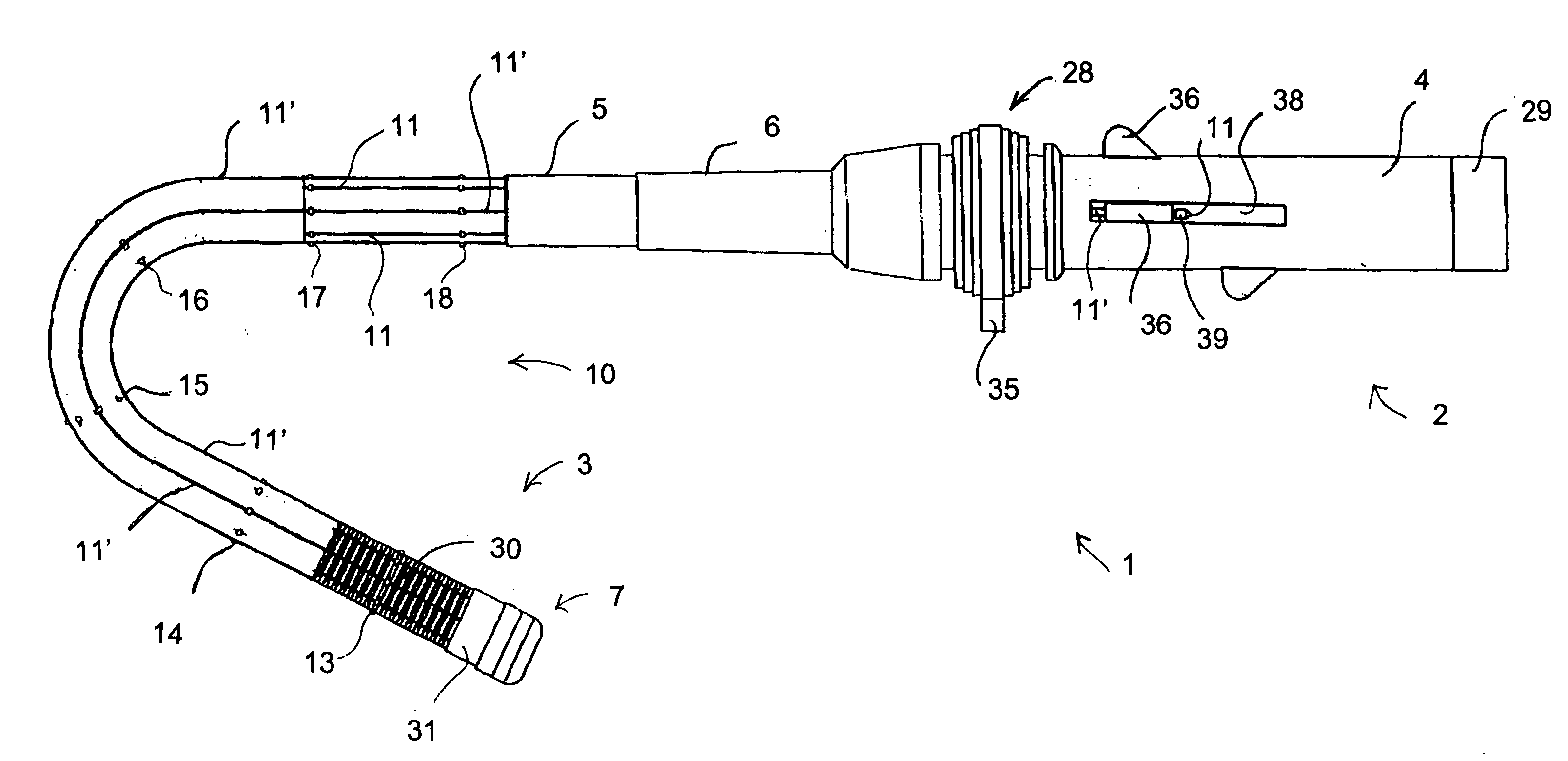 Torque-transmitting, variably-flexible, corrugated insertion device and method for transmitting torque and variably flexing a corrugated insertion device