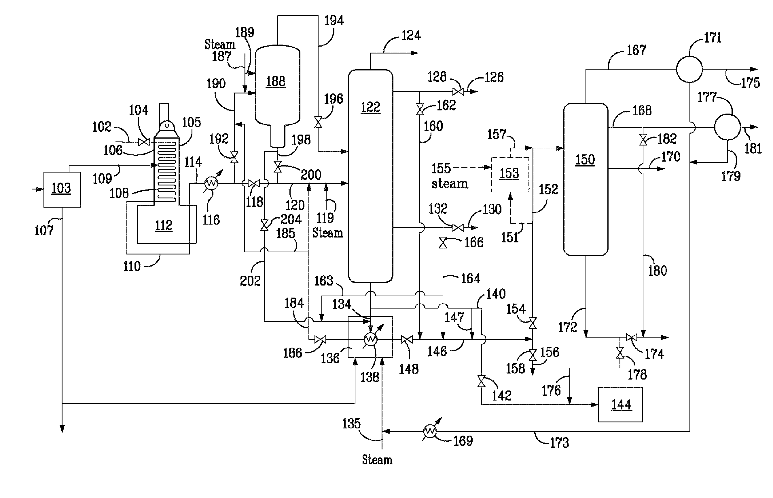 Process and apparatus for upgrading steam cracker tar-containing effluent using steam