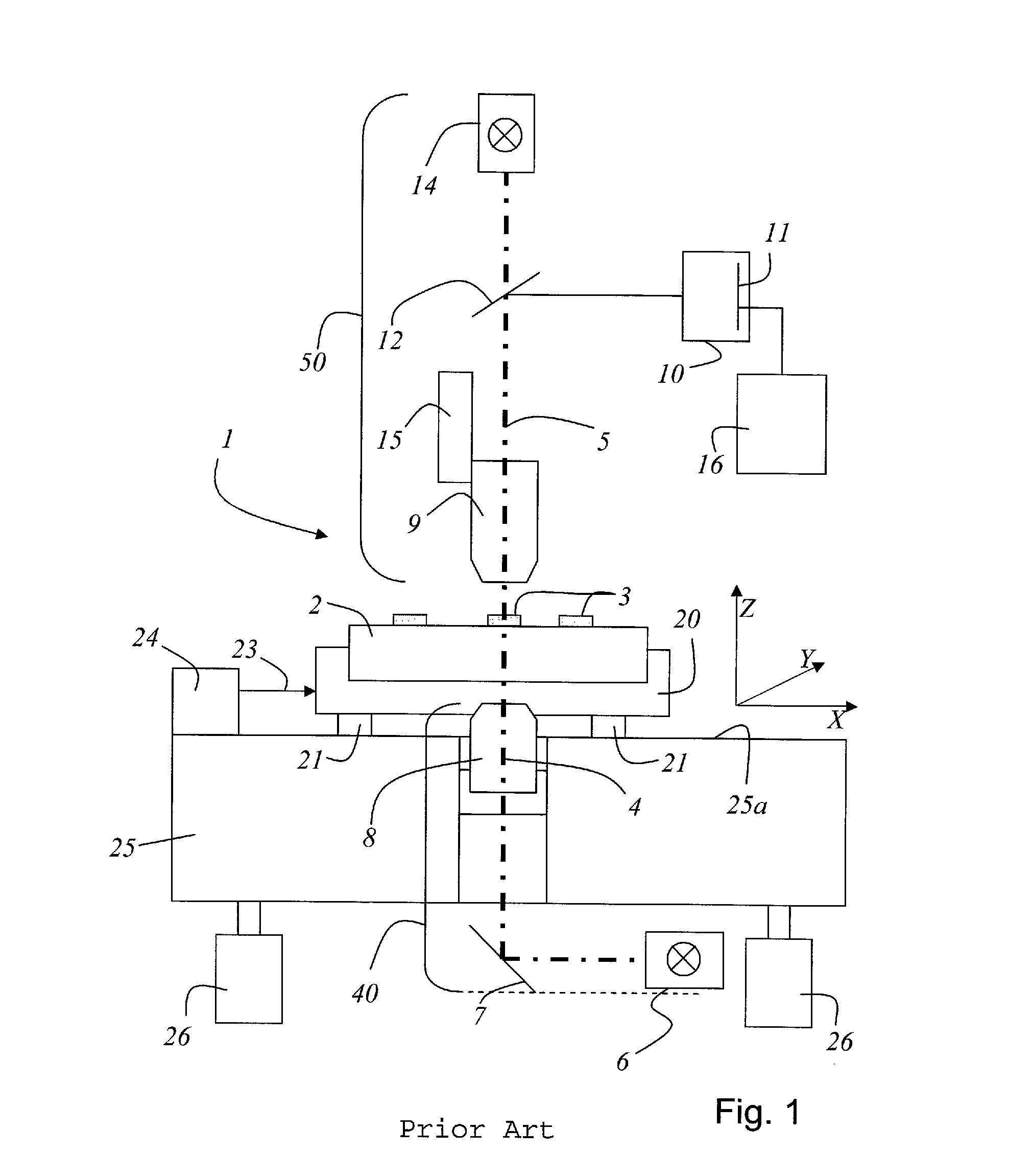 Device for determining the position of at least one structure on an object, use of an illumination apparatus with the device and use of protective gas with the device