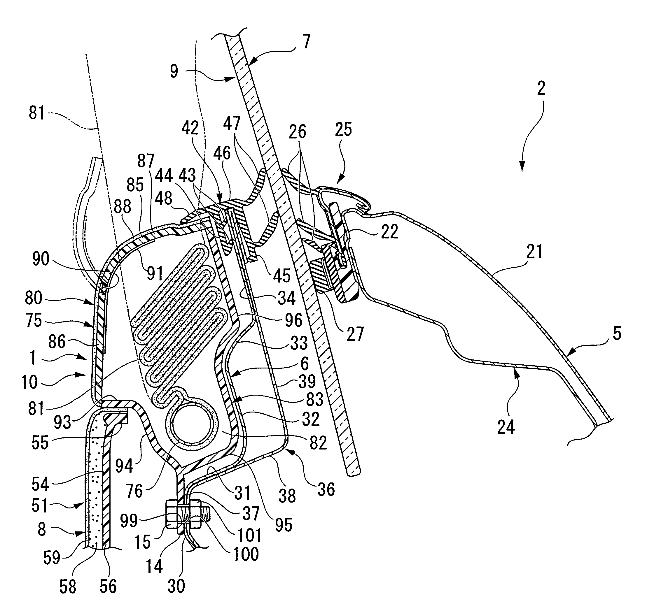 Arrangement structure of air bag device