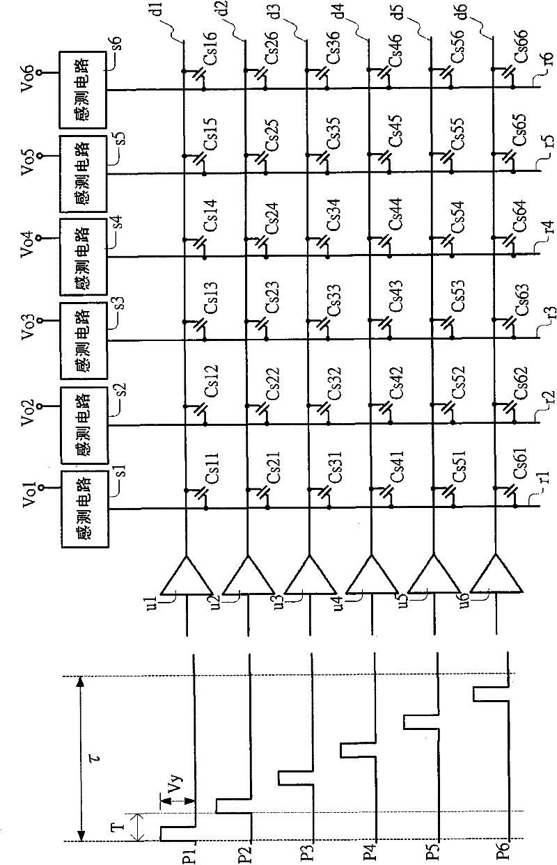 Sensing circuit of capacitance type touch panel