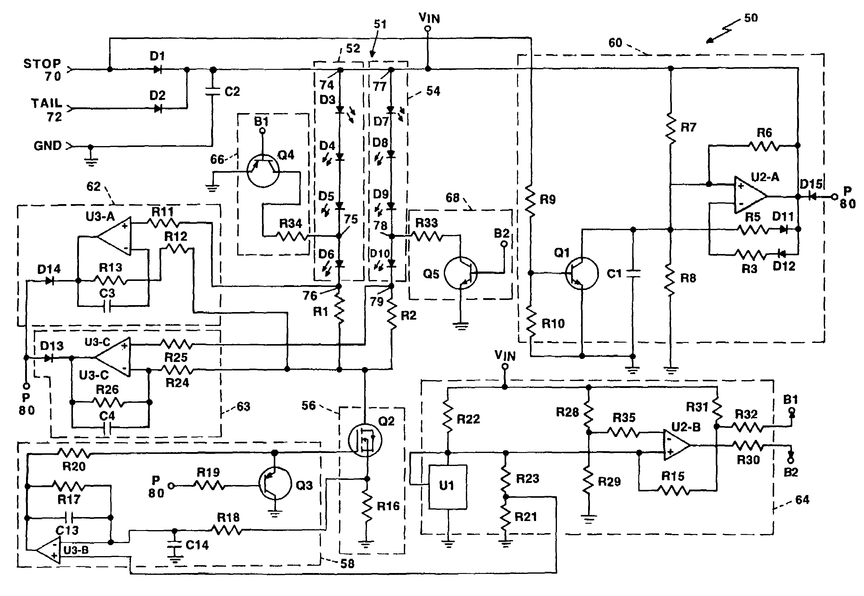 Driver circuit for LED vehicle lamp