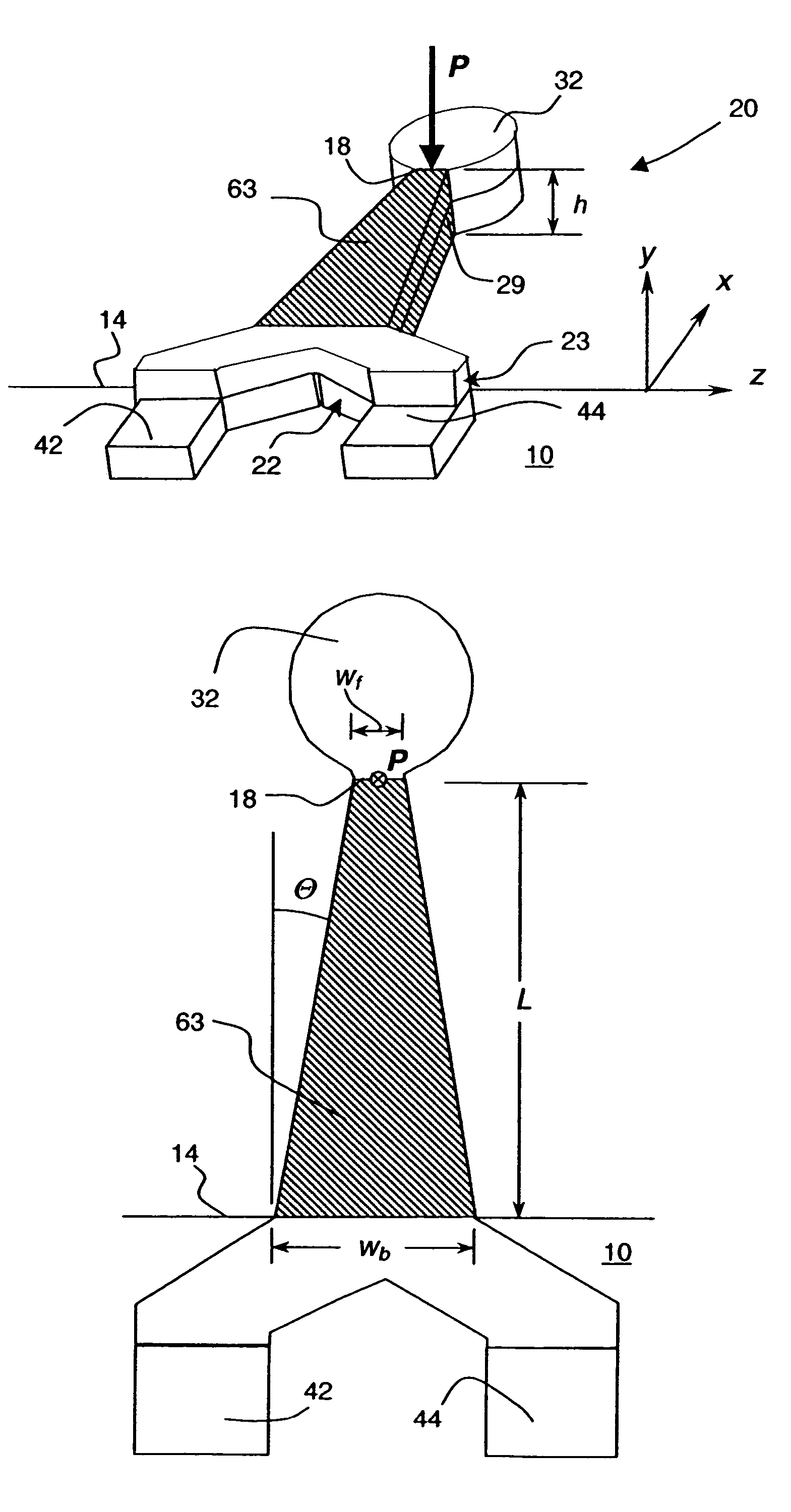 Tapered multi-layer thermal actuator and method of operating same