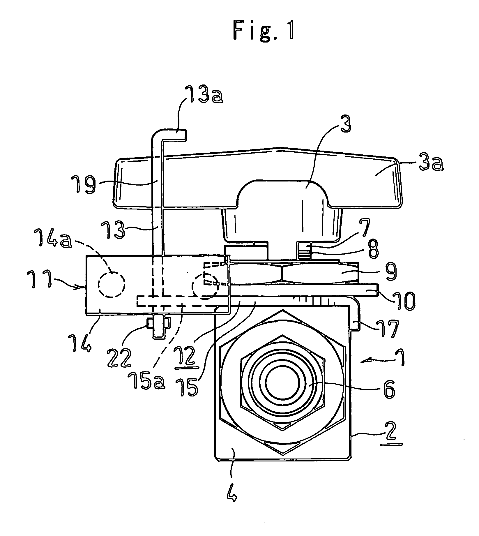 Lock device for flow passage opening/closing handle of fluid controller